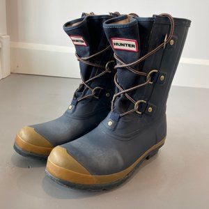 Hunter Lace Rain Boots Sascha - Marine Blue - Womens 8